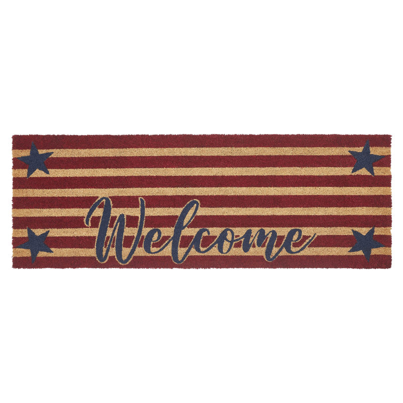 Festive Finds Patriotic Stripes Coir Welcome Rug Rect, 17" W x 48" L