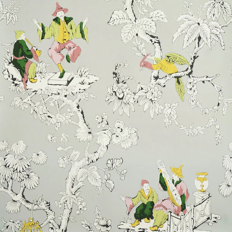 Chinoiserie Moderne Wallpaper, Soft Gray
