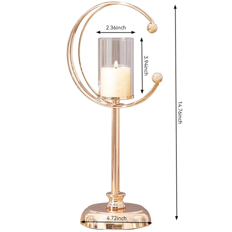 Metal Tabletop Candlestick, 14.76" H x 4.72" W x 4.72" D