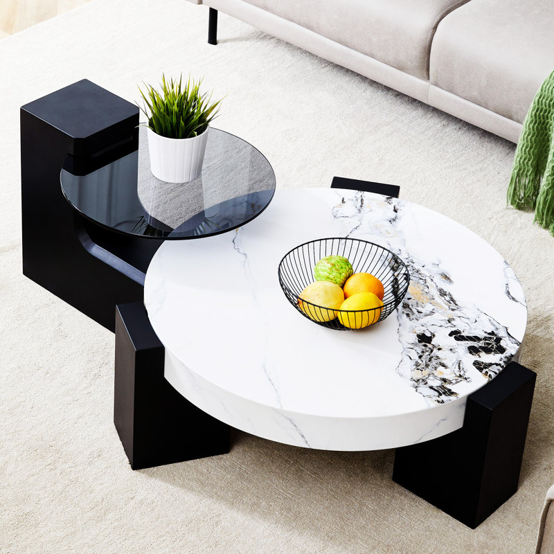 The Detachable Double-Decker Coffee Table, Black Marble, Black Marble