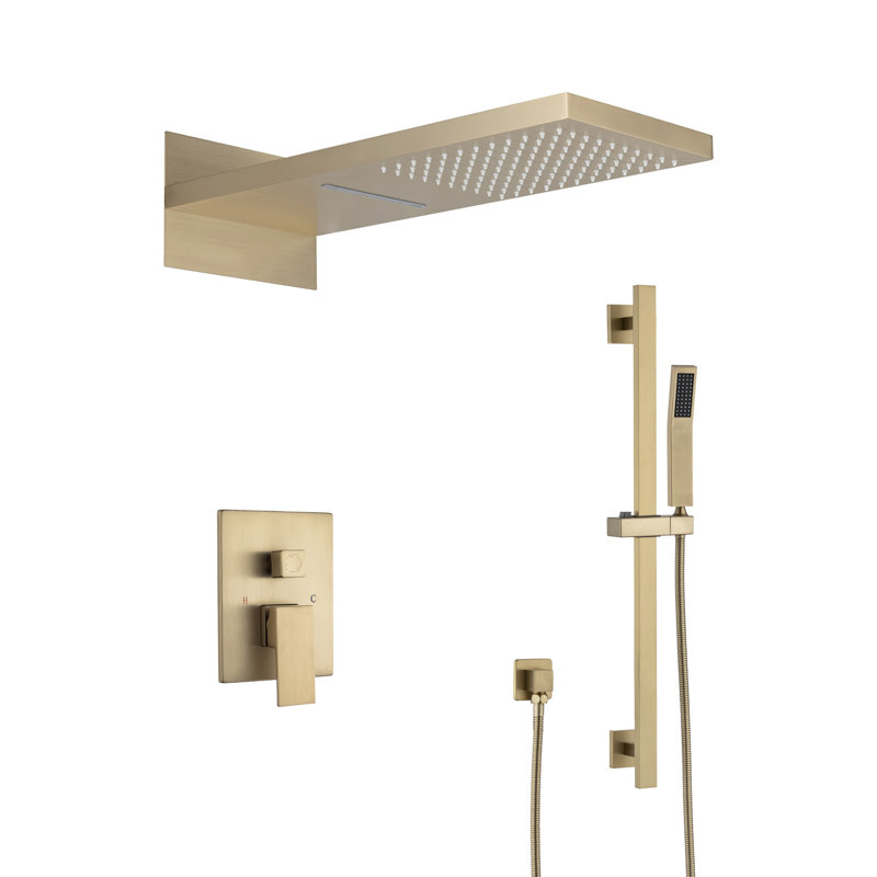 Diverter Complete Shower System with Rough in-Valve, Gold