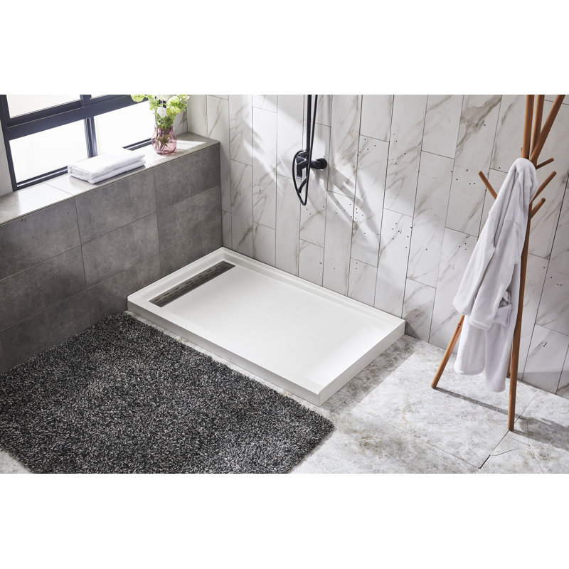 Low Step 60'' W x 30'' D Euro Trench Shower Base, Left
