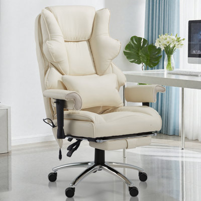 6-Point Massage & Heating Office Chair High Back Executive Ergonomic Chair With Lumbar Support (PU Leather)