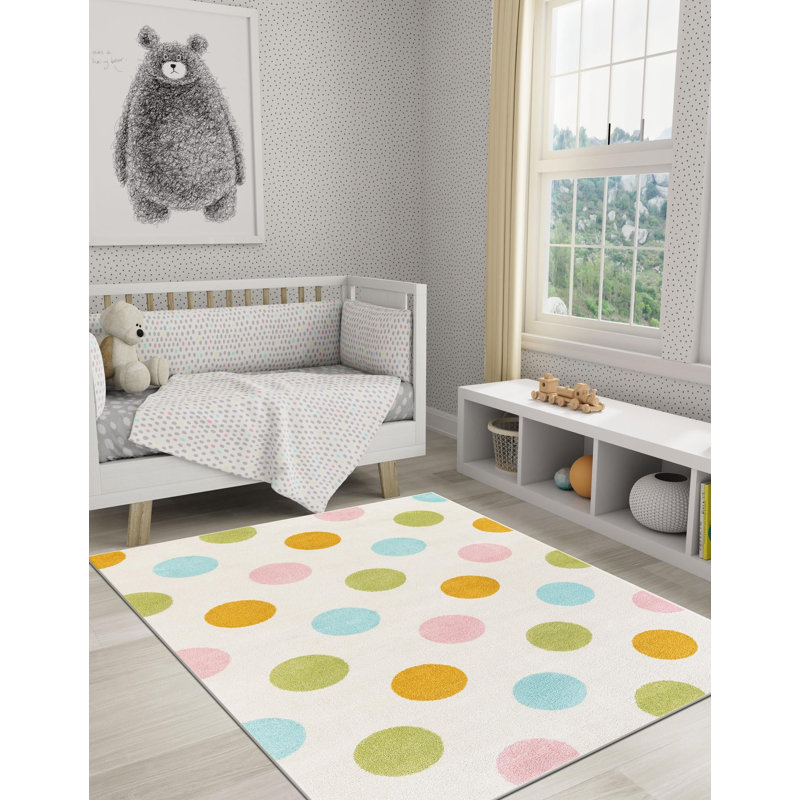  Polka Dots Whimsy Kids Rug, Rectangle 2'2" x 3'1"