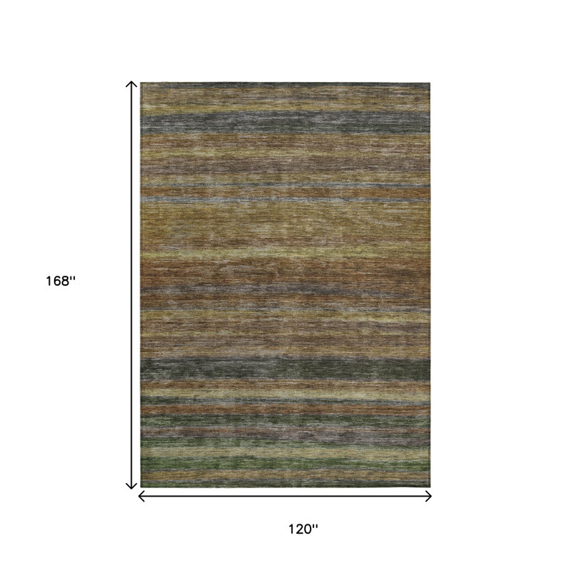 Tapis intérieur lavable rayé brun 10 pi x 14 pi