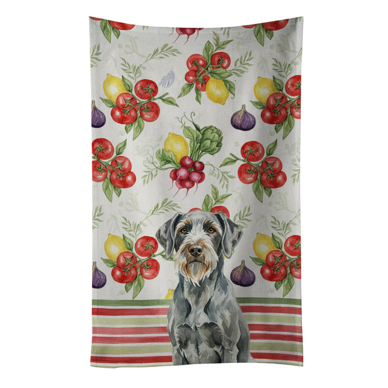 Steel Gray Wirehaired Pointing Griffon Vegetables Kitchen Towel, Steel Gray Wirehaired Pointing Griffon