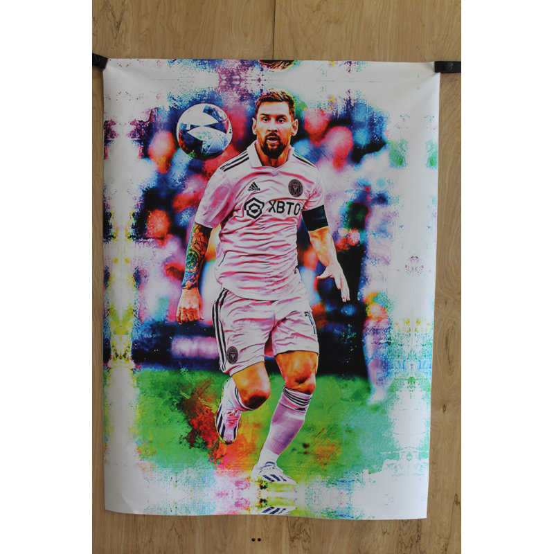 Nifao Collection Colorful Lionel Messi Soccer Player Unframed Rolled Canvas 32 x 44