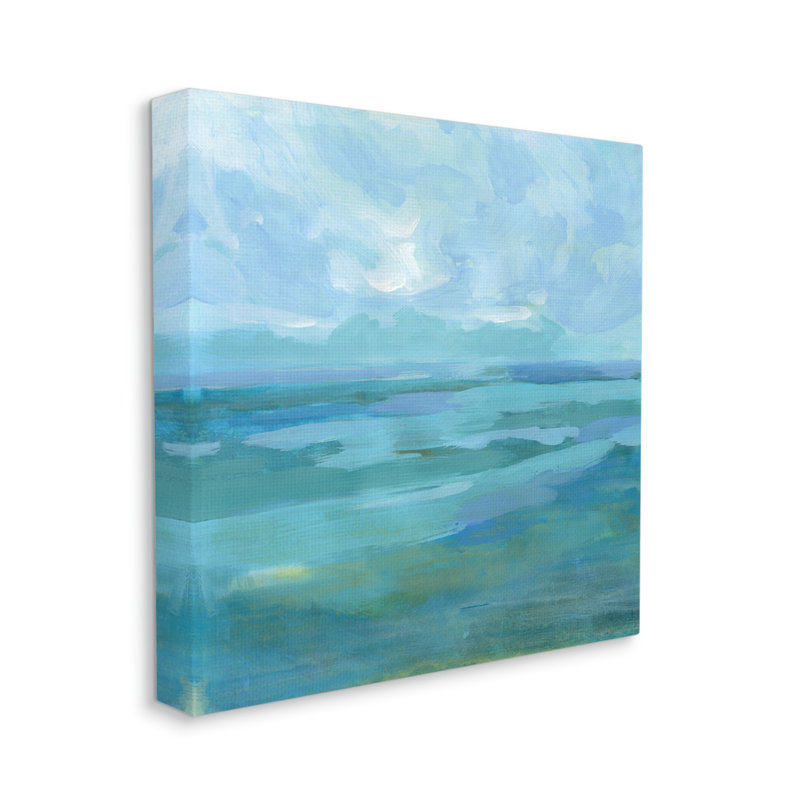 Paysage abstrait de vagues de la mer par Victoria Barnes - Peinture, H 24 po x l 24 po x P 1,5 po, Toile tendue