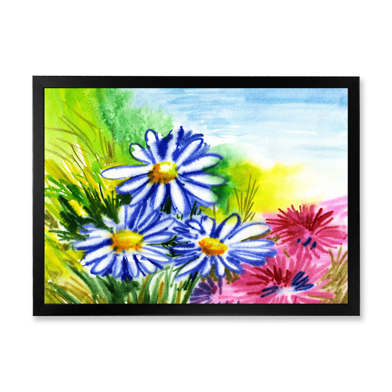 «Retro Abstract Flower», reproduction sur toile flottante, Cadre noir, H 12 po x l 20 po x P 1 po