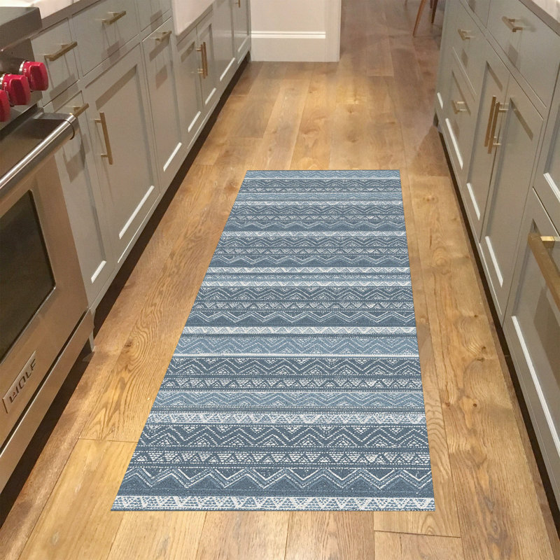 Un-Rug Kamara Chambray Low Profile Kitchen Mat by Matterly, Rectangle 2' x 6'