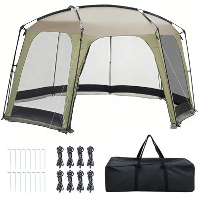Tente moustiquaire 12,5 pi x 11,7 pi Gymax avec porte à fermeture à glissière et sac de transport pour camping