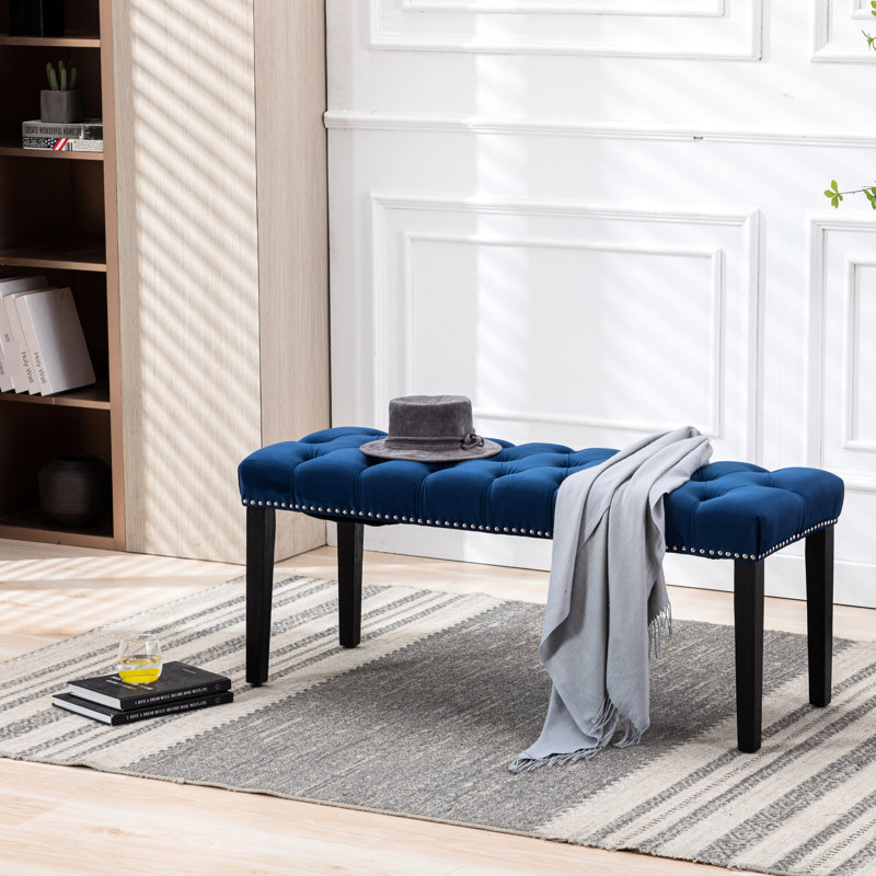 Banc de salle à manger en velours bleu, Bleu