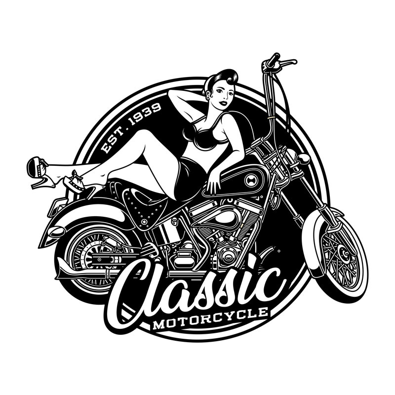 Girl On Motorcycle by Vectorkingdom - Wrapped Canvas Print, 30cm H x 30cm W