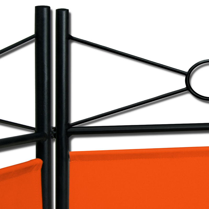 Taniya 163cm W x 180cm H 4 - Panel Solid Wood Folding Room Divider, Orange
