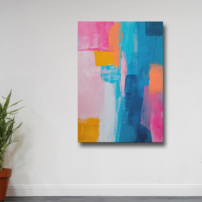 Brushstroke Abstract Design Soft Blue Pink 24×36 Inch for Bedroom Guest Room