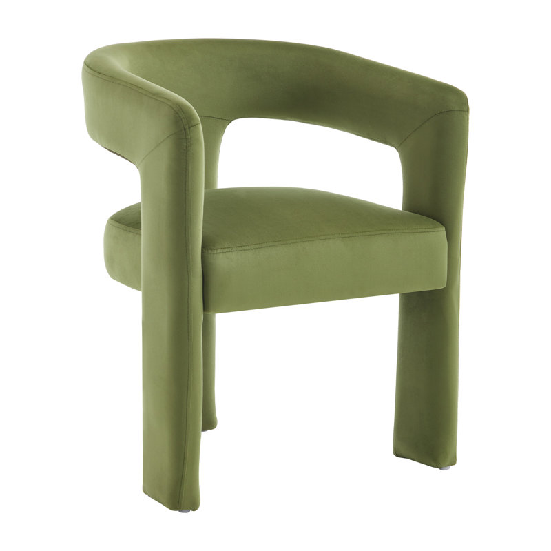Modern Upholstered No Assembled Barrel Dining Chair, Green