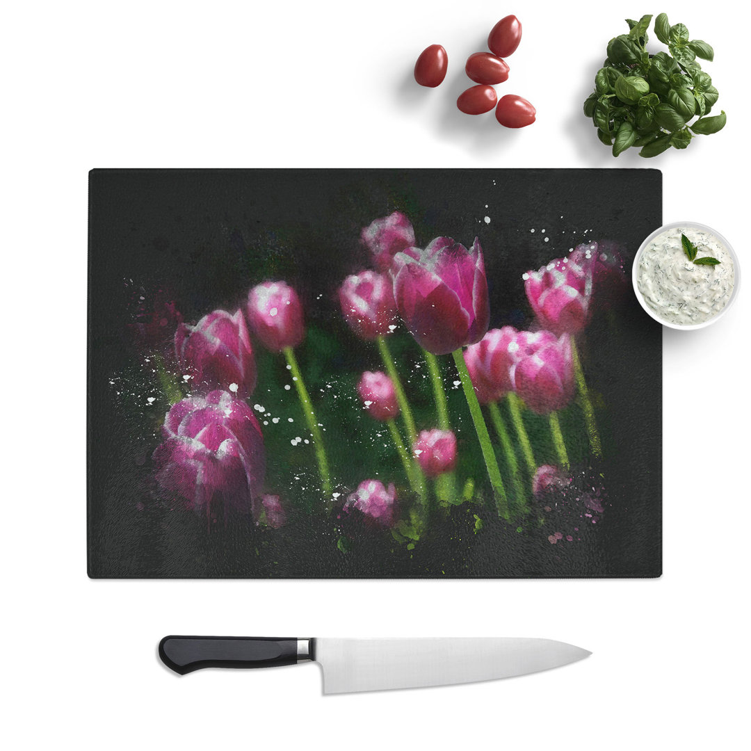 Tulip Flowers Paint Splash Chopping Board