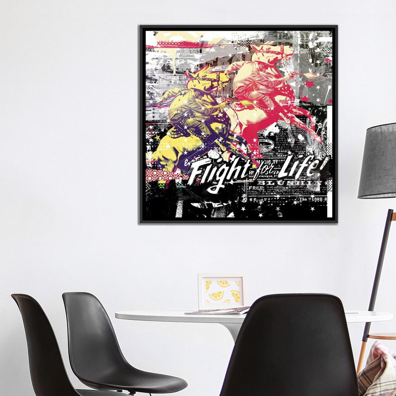 «Fight for Life», impression sur toile, H 18 po x l 18 po x P 1,5 po, Toile avec cadre noir, Pas de tapis
