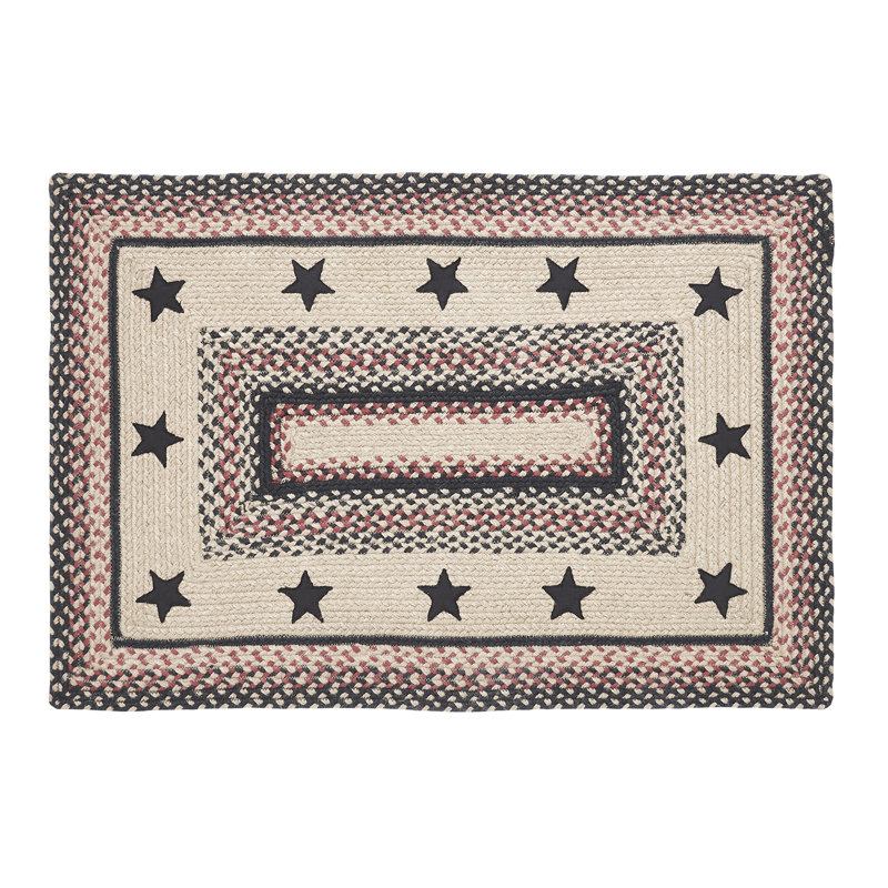 Tapis tressé à motif géométrique naturel / noir / rouge vif Privett, Rectangle 2 pi x 3 pi
