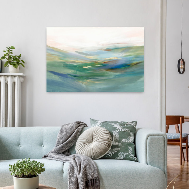 «Gentle Waves Of Morning Mist Abstract Contemporary Landscape Nature», art mural, H 24 po x l 36 po