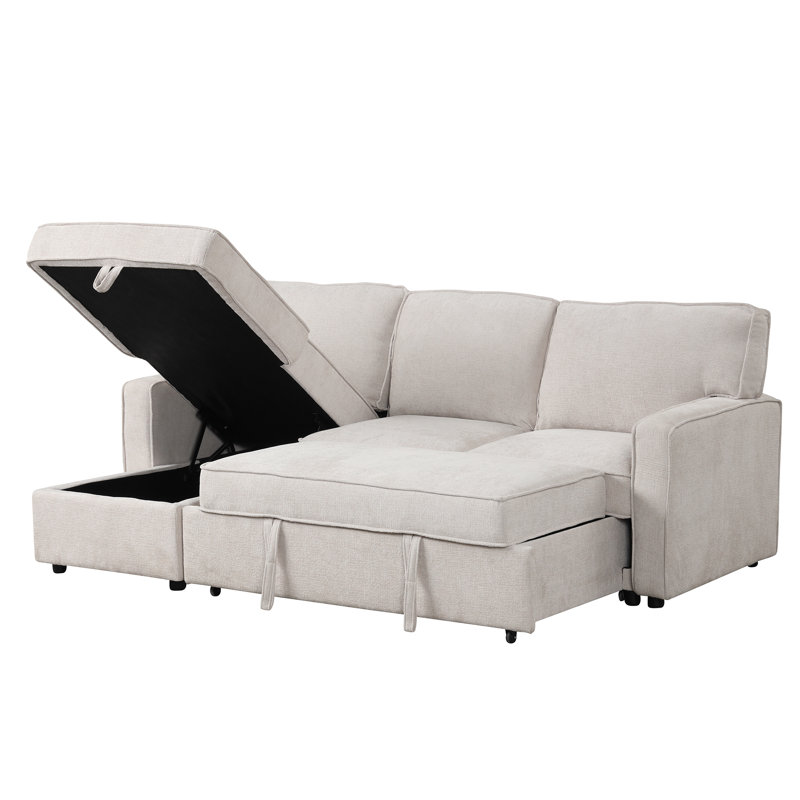 Canapé-lit modulaire avec espace de rangement Upholstery, Polyester beige