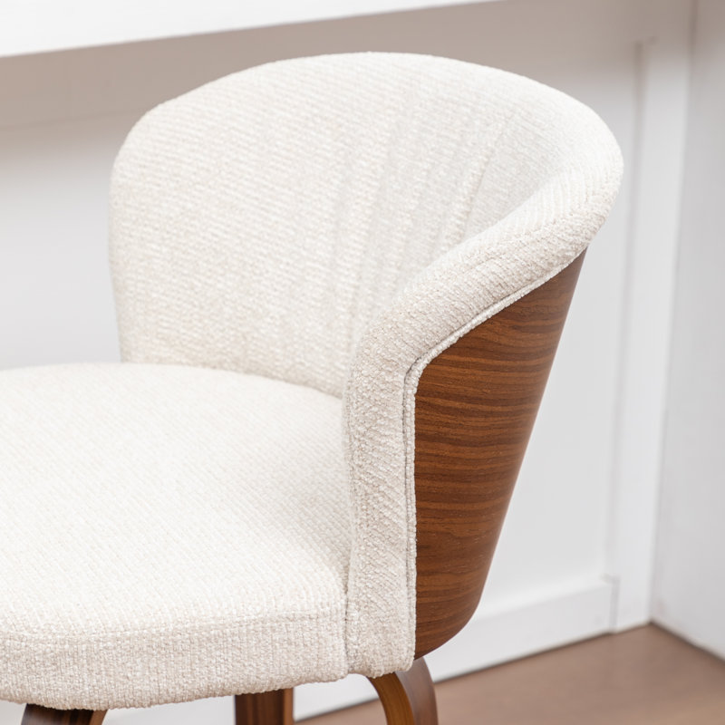Tabouret de comptoir pivotant rembourré avec structure en bois Devaney, Beige