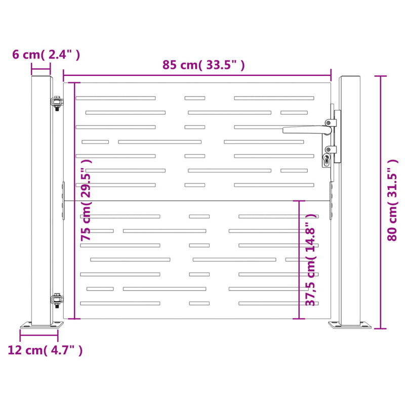 Ameliyah Garden Gate, 80cm H x 85 cm W x 16cm D, Rusty