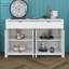 Buffet moderne à motif ondulé, 4 portes et 2 tiroirs, 3 tablettes réglables, poignées en arc en aluminium-608078292