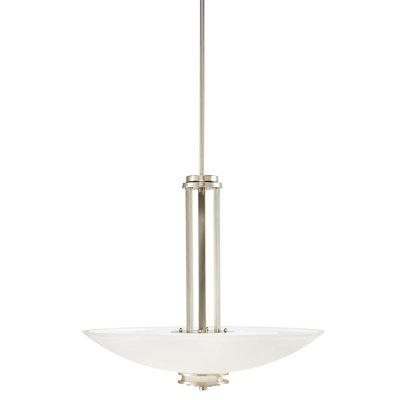 Kichler Hendrik 22" 3-Light Inverted Pendant: Elegant Olde Brushed Nickel Finish with Light Umber Glass