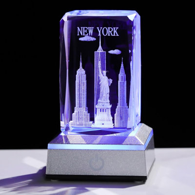 Figurine en cristal gravée en 3D New York City