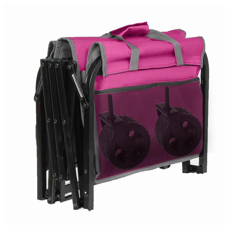 Chariot utilitaire extensible à double couche avec roues tout-terrain Wagonpro Xpert - Chariot de jardin pliable robuste pour le camping, le magasinage et la plage
