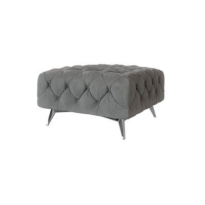 Chesterfield Footstool Bixby with Silver Metal Legs