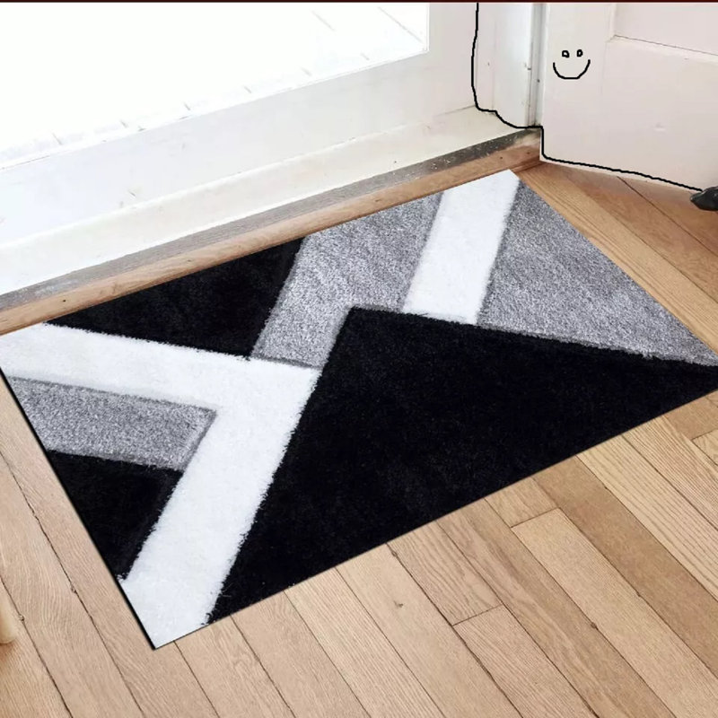 W60 x L110 cm Indoor Door Mat, Black/White