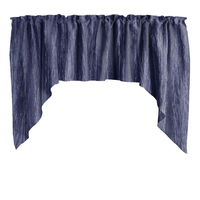 Cantonnière festonnée l 58 po, Bleu marine