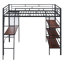 Lit mezzanine moderne en métal pleine grandeur avec 3 tablettes et bureau - Tableau blanc à cadre noir pour plus de confort et d'espace d'étude créatif-1176552454-1176552456