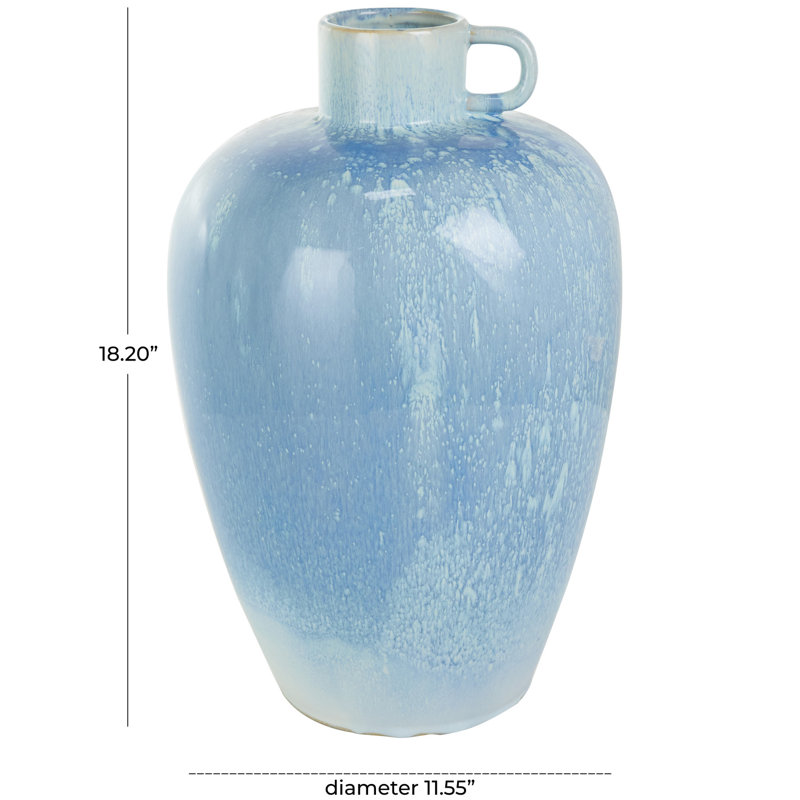 Hennecy Ceramic Ombre Decorative Blue Vase with Unique Texturing