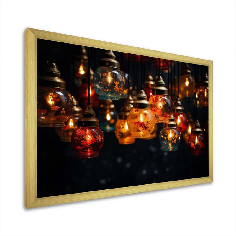 Thailande Lanna Lanterns II, H 24 po x l 32 po x P 1 po, Encadrement doré