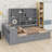 Modern Wooden Daybed Including Three Drawers, Desk, Shelves and Light-128971224