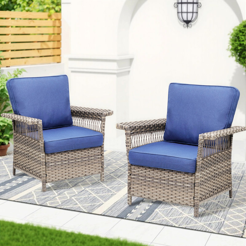 Chaise d'extérieur, ensemble de 2 fauteuils avec coussins pour patio