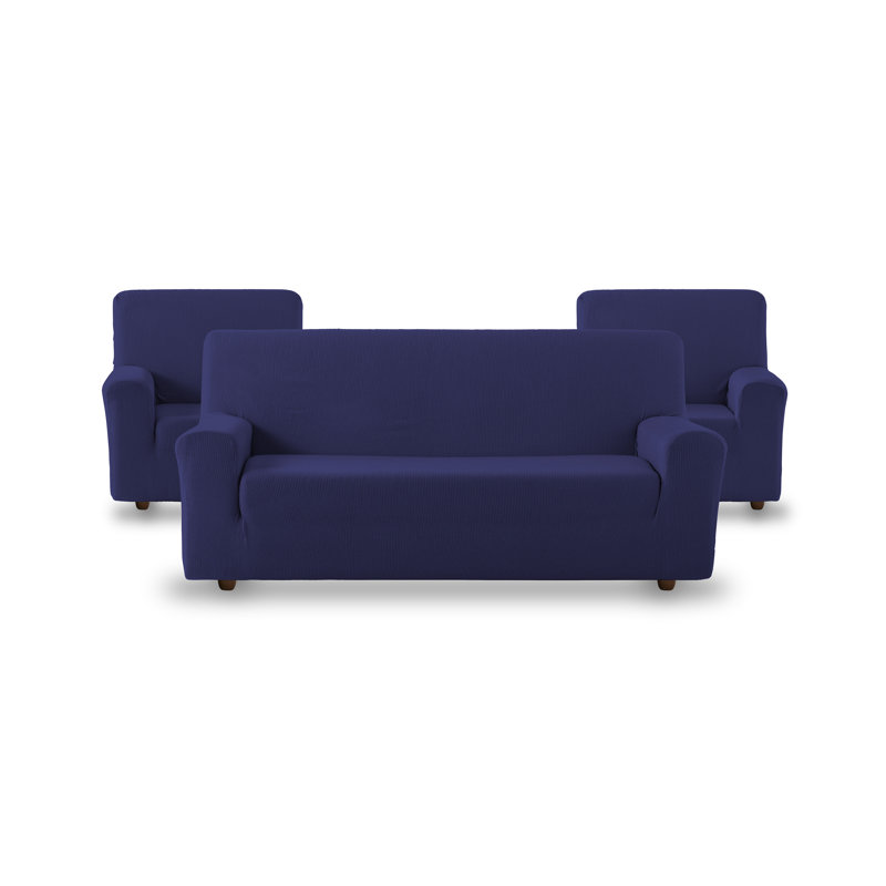 Rustica Sofa Slipcover, Set 3+1+1 Seats, Blue