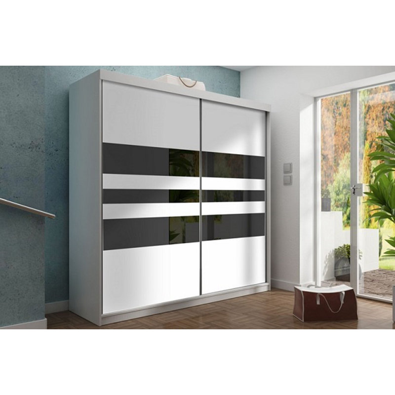 Malahn 2 Door Wardrobe, White/Black