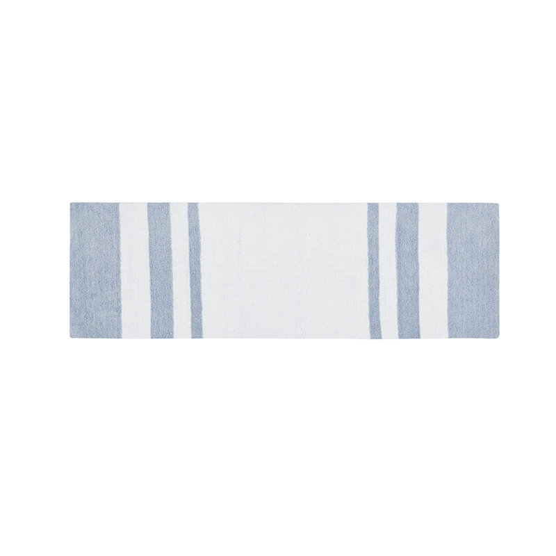 Cotton Tufted Bath Rug, Blue, 72" L x 24" W