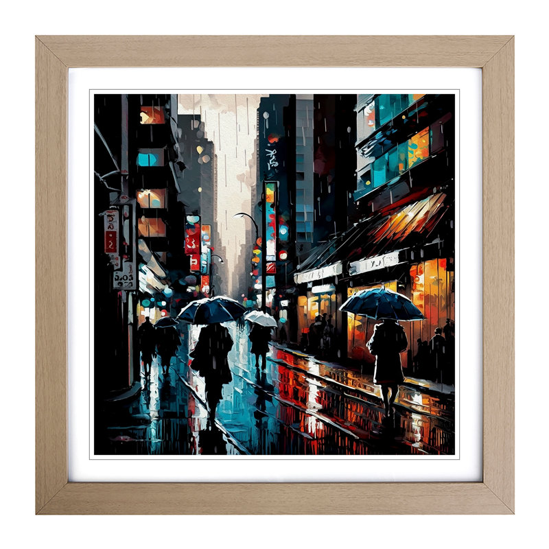 City Of Tokyo Palette Knife - Framed Print, Oak