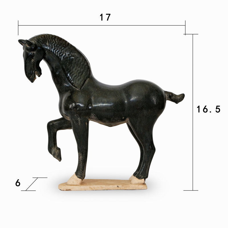 Lilys' Living 17" H Black Terra Cotta Tang Horse Hoof Up