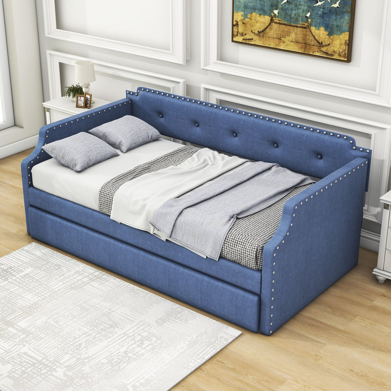 Lit de jour simple avec couchette Brisais, Bleu