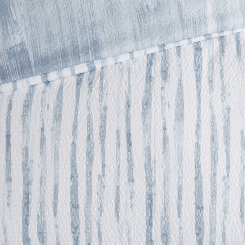 Blue Brush Stroke Reversible Seersucker Full/Queen Duvet Cover Set