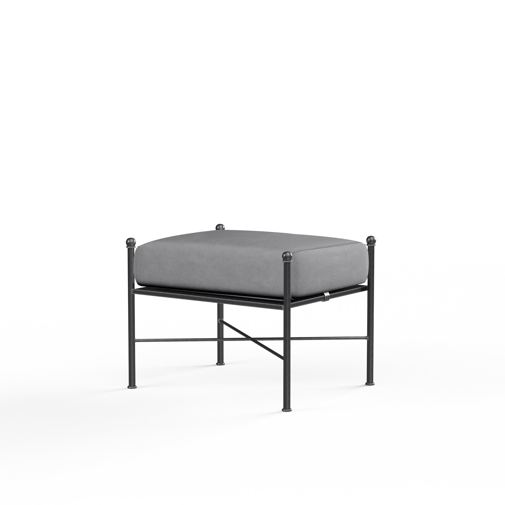 Lucier Upholstered Outdoor Ottoman with Cushion, Canvas Granite