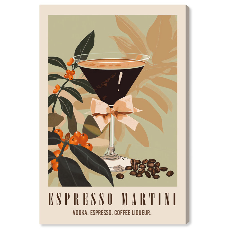 «Classy Espresso Martini Post», reproduction sur toile tendance par Art Remedy, H 54 po x l 36 po, Toile tendue