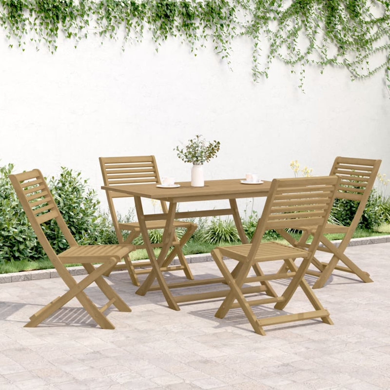4 - Person Wood Patio Dining Set with, 75cm H x 120cm W x 70cm D