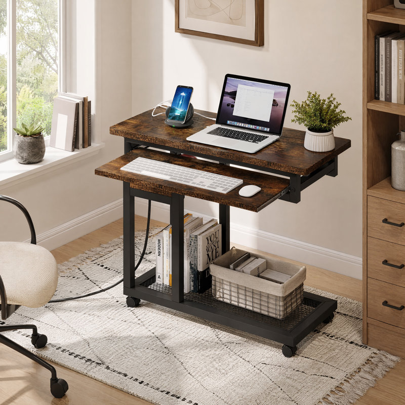 Bureau d'ordinateur réglable en hauteur Granton, Brun